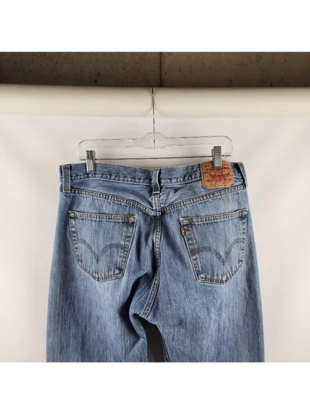 LEVIS 501 Jeans Mens 36x34 Red Tab Button Fly Blue Straight Leg